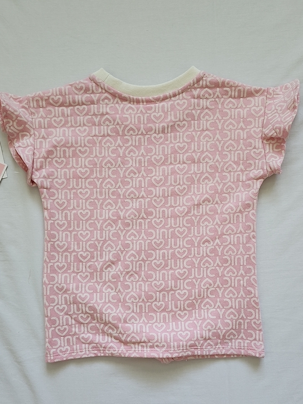 NWT Juicy Couture Kids Girl Pink Logo Flutter Sleeve Top & Shorts Set 6X - Picture 7 of 14